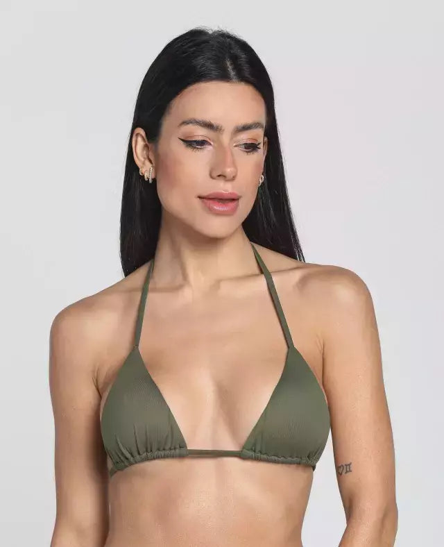 Olive Green Cortininha Bikini Top