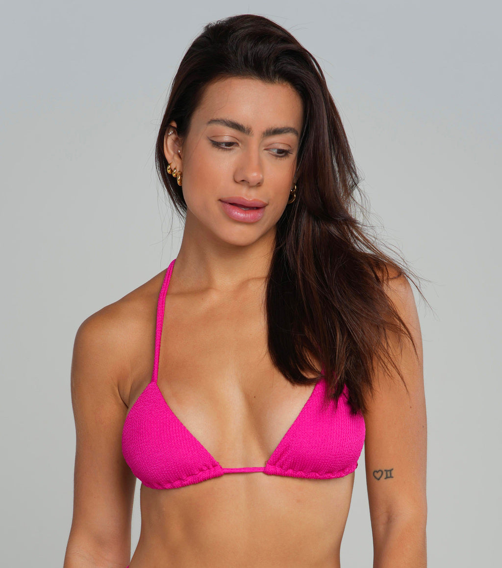 Pink Cortininha Ribbed Bikini Top