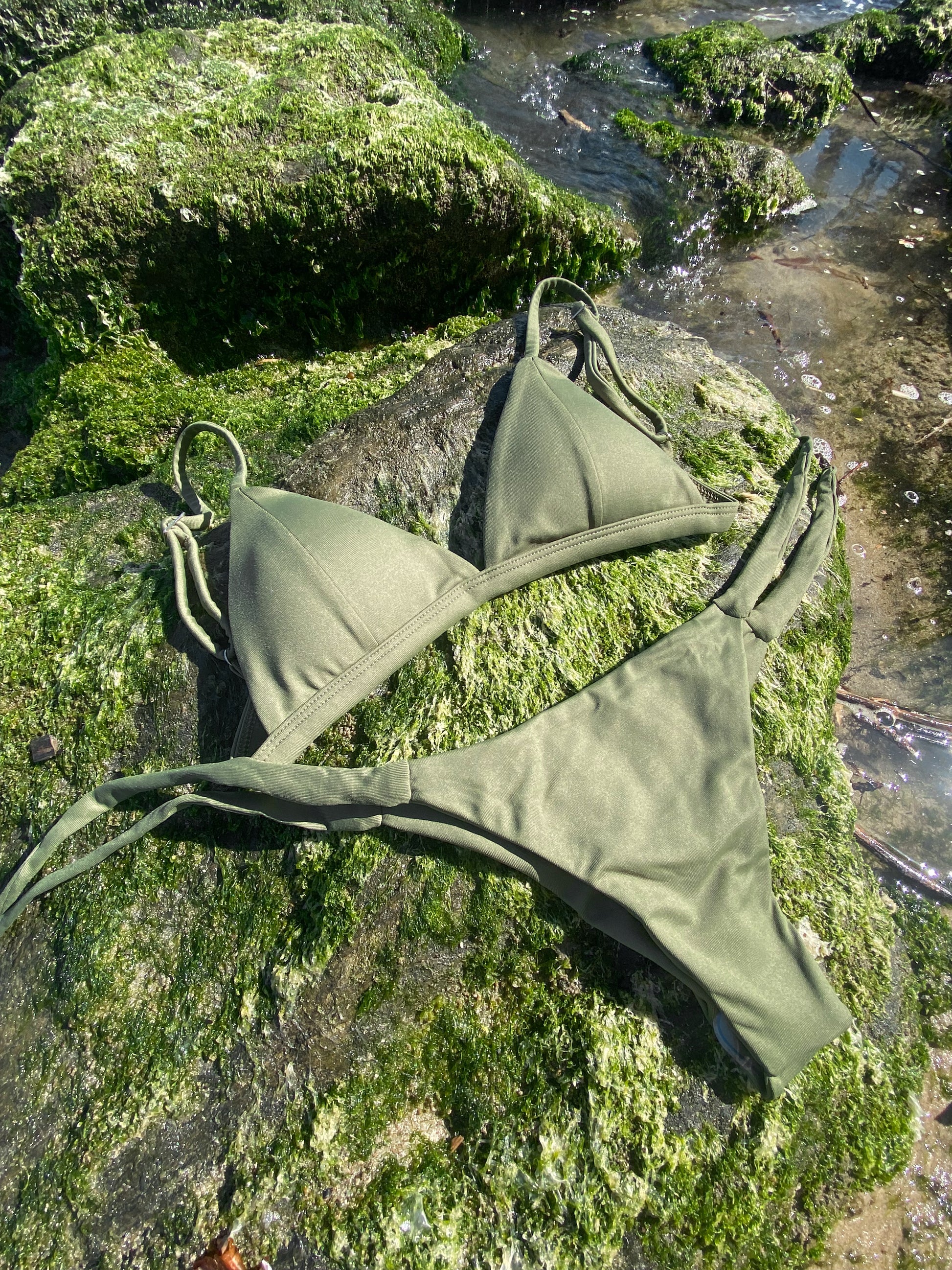 Olive Green Tie-Side Bikini Bottom