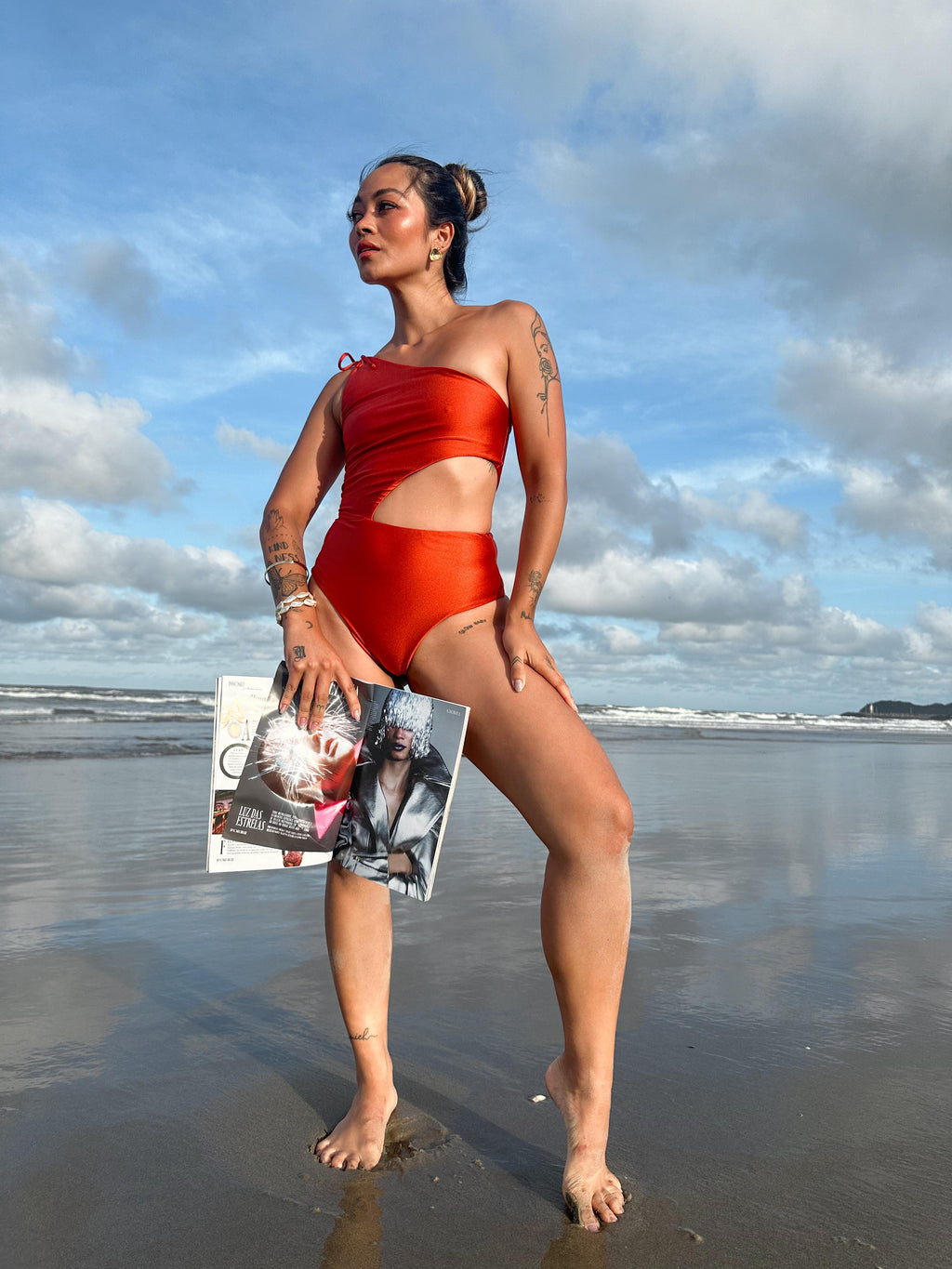 One-Shoulder Swimsuit in Terra Sunrise